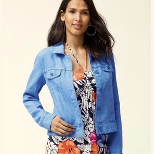 Tommy Bahama Frinch linen jacketed light denim color . Worn once. Large.